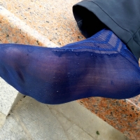 蓝色锦纶丝袜